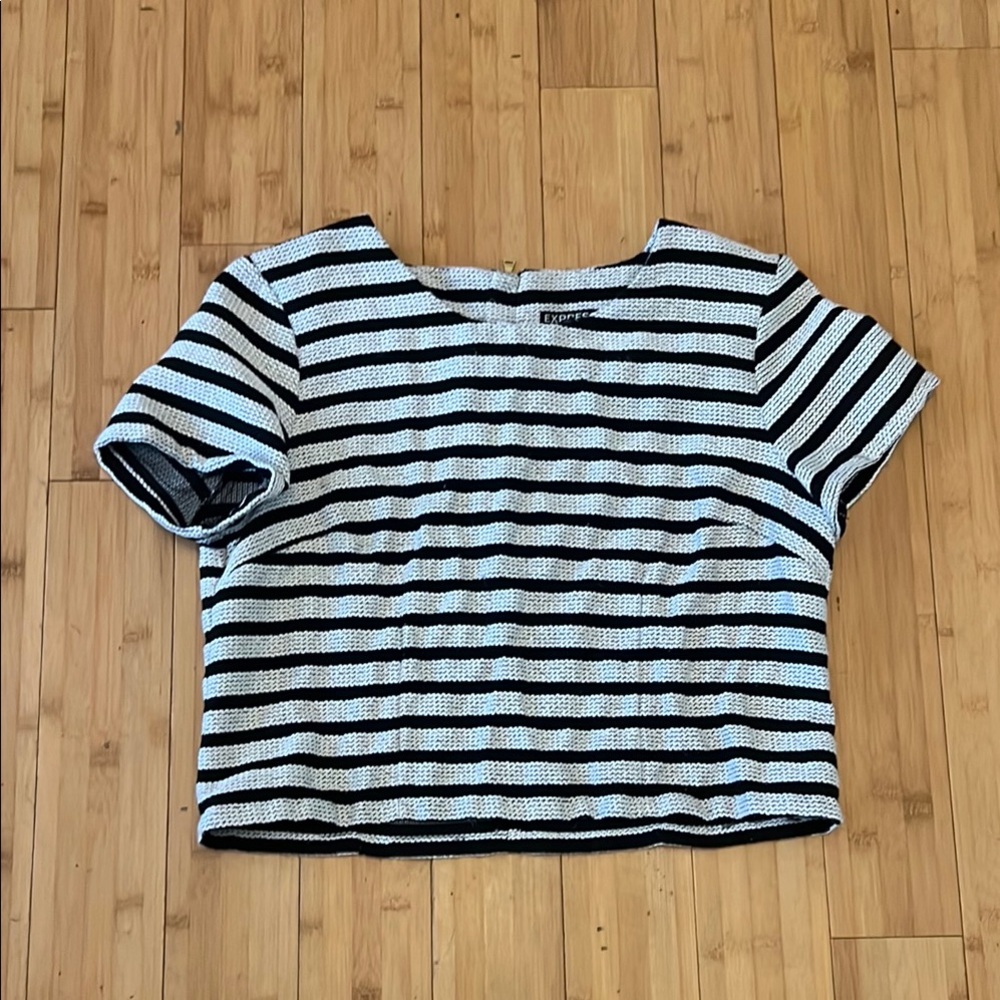 Express Black and White Striped Top